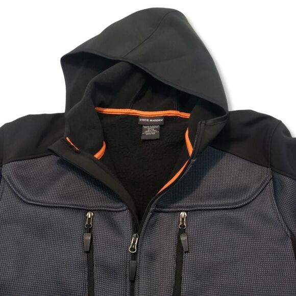 Steve Madden Jacket Size XL Men's Full Zip Up Hooded Jacket Gray Black - Picture 3 of 4